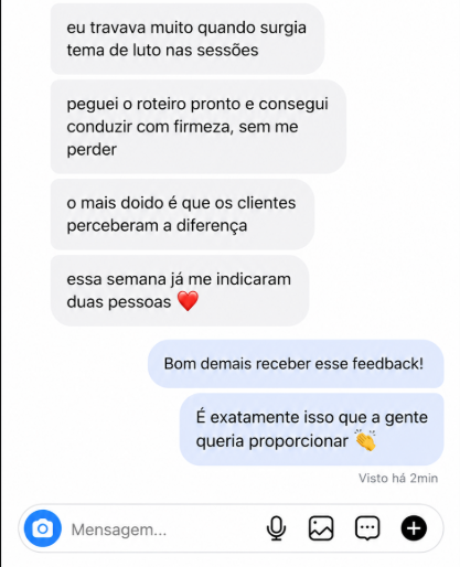 Depoimento de cliente sobre os protocolos